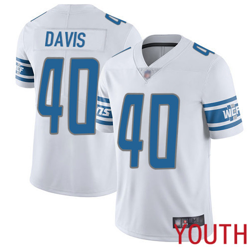 Detroit Lions Limited White Youth Jarrad Davis Road Jersey NFL Football #40 Vapor Untouchable->youth nfl jersey->Youth Jersey